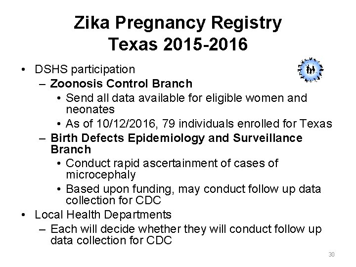 Zika Pregnancy Registry Texas 2015 -2016 • DSHS participation – Zoonosis Control Branch •