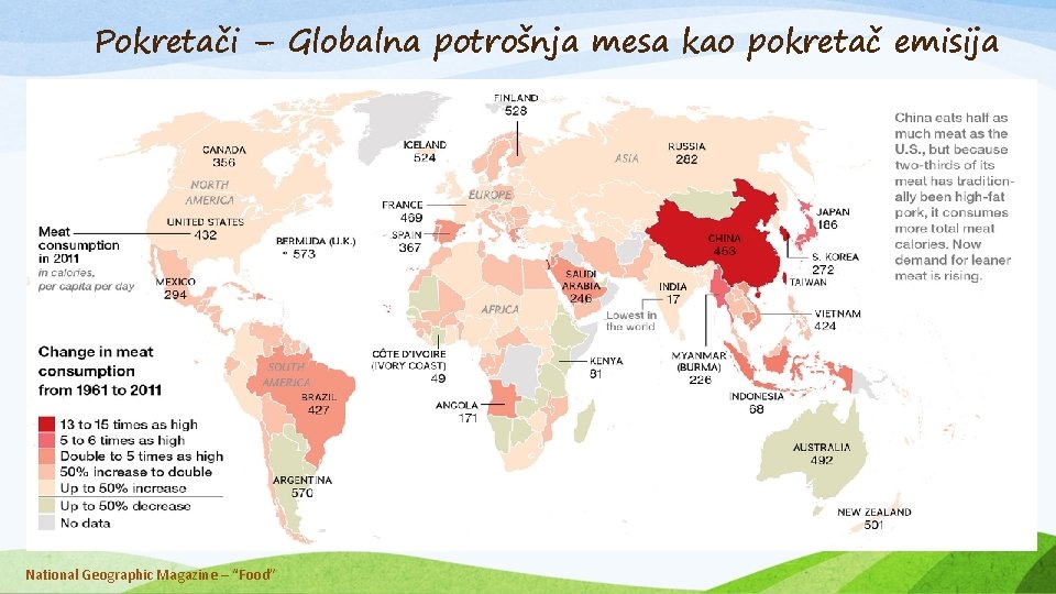 Pokretači – Globalna potrošnja mesa kao pokretač emisija National Geographic Magazine – “Food” 