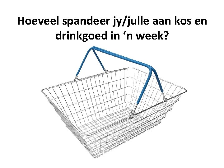 Hoeveel spandeer jy/julle aan kos en drinkgoed in ‘n week? 