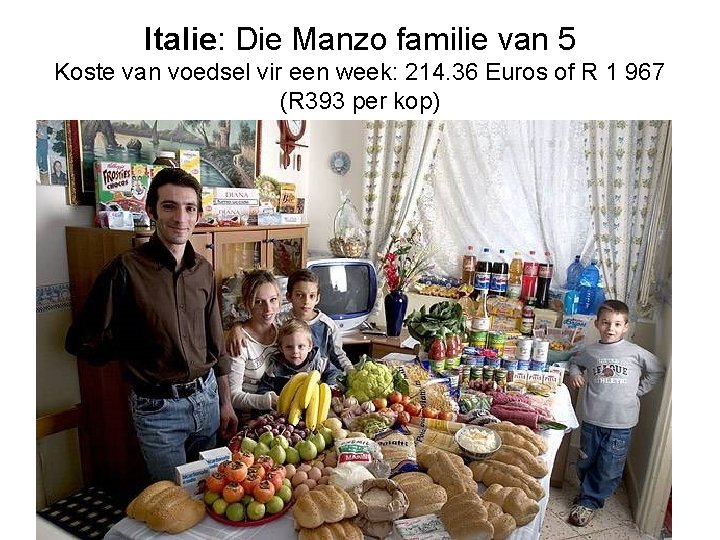 Italie: Die Manzo familie van 5 Koste van voedsel vir een week: 214. 36