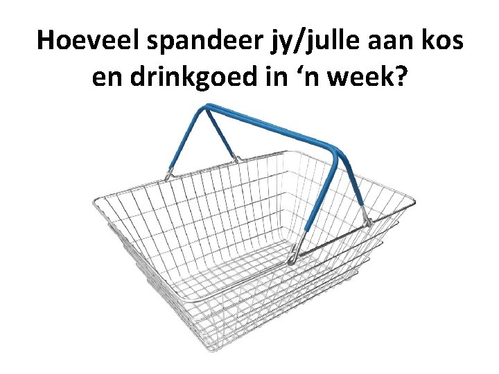 Hoeveel spandeer jy/julle aan kos en drinkgoed in ‘n week? 