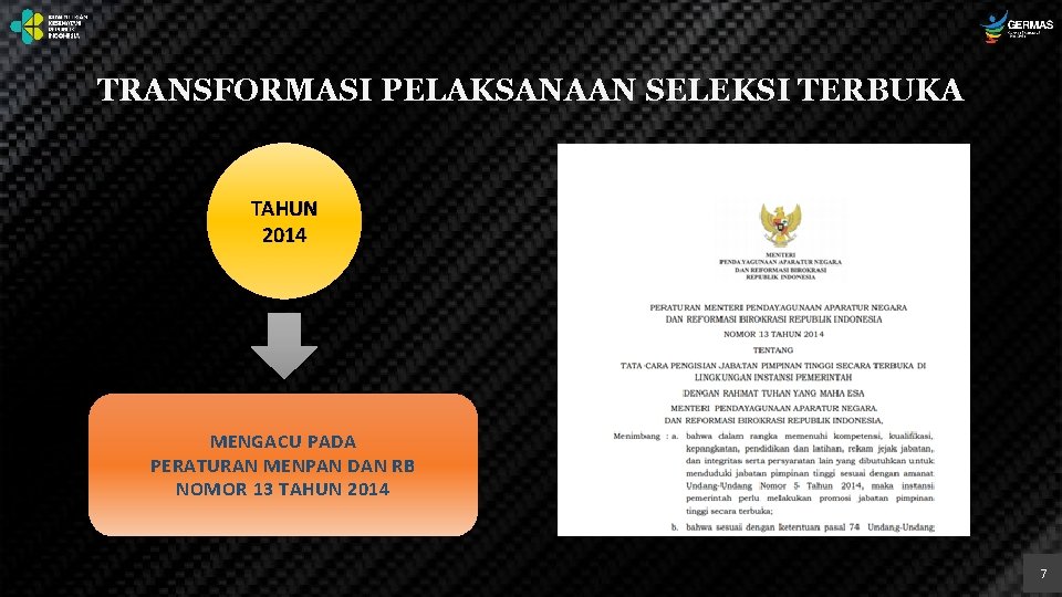 TRANSFORMASI PELAKSANAAN SELEKSI TERBUKA TAHUN 2014 MENGACU PADA PERATURAN MENPAN DAN RB NOMOR 13