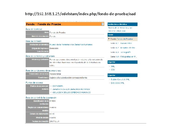 http: //192. 168. 1. 25/edelstam/index. php/fondo-de-prueba; isad 