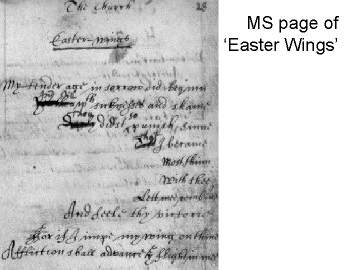 MS page of ‘Easter Wings’ 