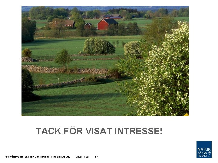 TACK FÖR VISAT INTRESSE! Naturvårdsverket | Swedish Environmental Protection Agency 2020 -11 -28 57