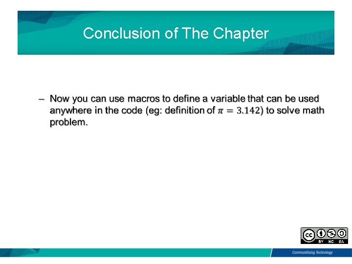 Conclusion of The Chapter • 