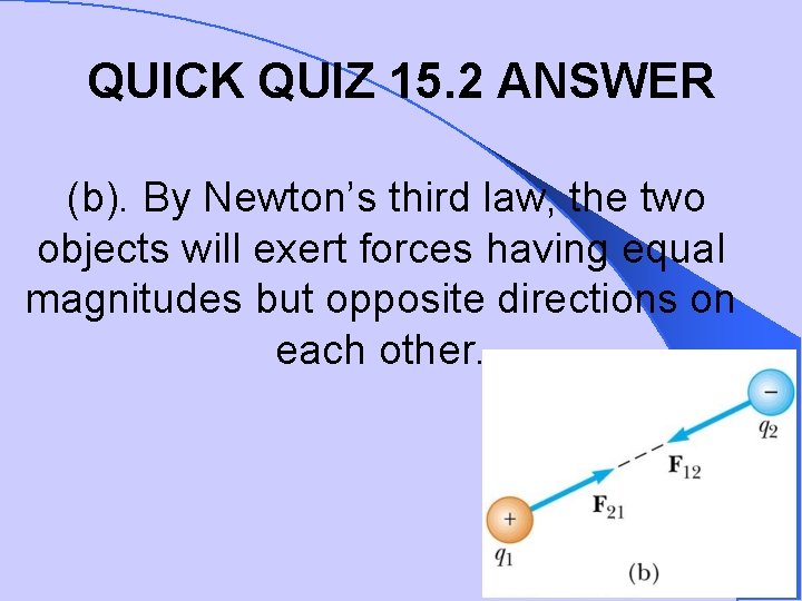 QUICK QUIZ 15. 2 ANSWER (b). By Newton’s third law, the two objects will