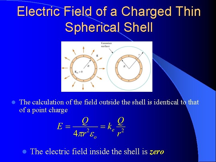 Electric Field of a Charged Thin Spherical Shell l The calculation of the field