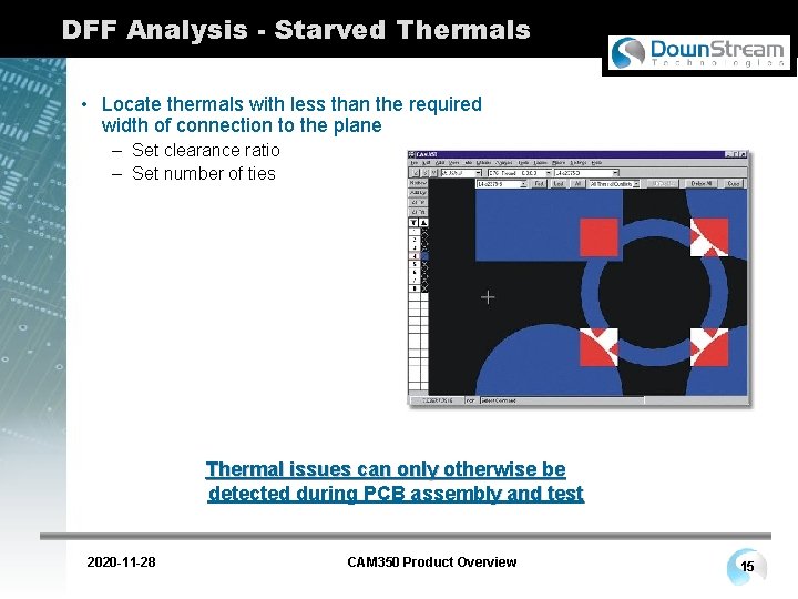 DFF Analysis - Starved Thermals • Locate thermals with less than the required width