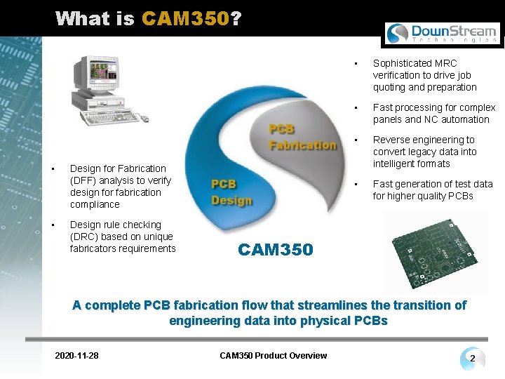 What is CAM 350? • • Design for Fabrication (DFF) analysis to verify design