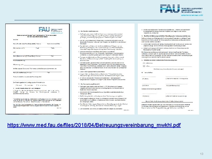 https: //www. med. fau. de/files/2018/04/Betreuungsvereinbarung_mwkhl. pdf 13 