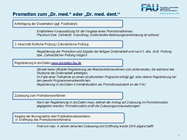 Promotion zum „Dr. med. “ oder „Dr. med. dent. “ Anfertigung der Dissertation (ggf.