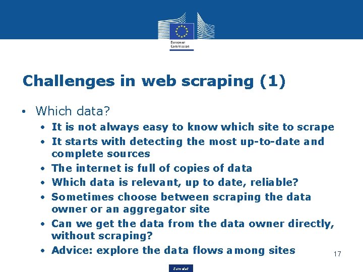 Challenges in web scraping (1) • Which data? • It is not always easy