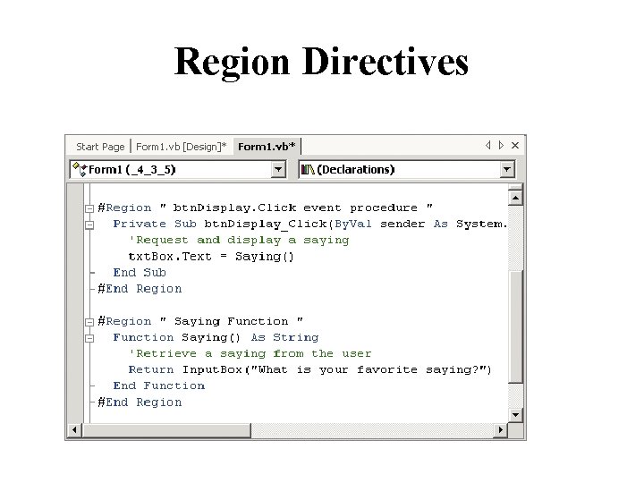 Region Directives 