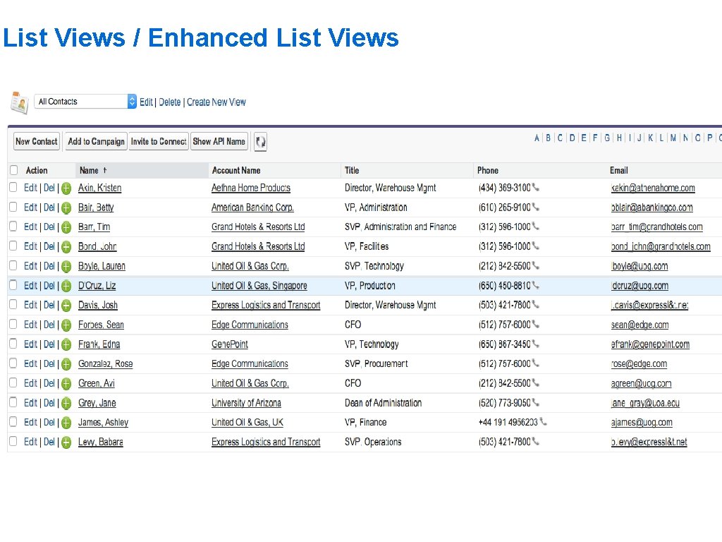List Views / Enhanced List Views 