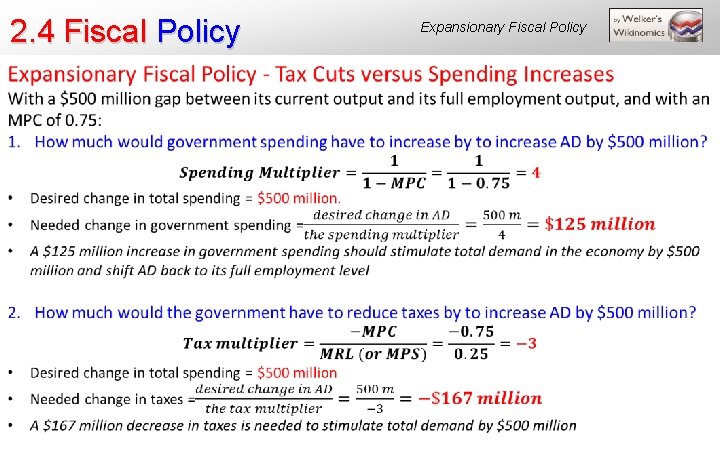 2. 4 Fiscal Policy Expansionary Fiscal Policy 