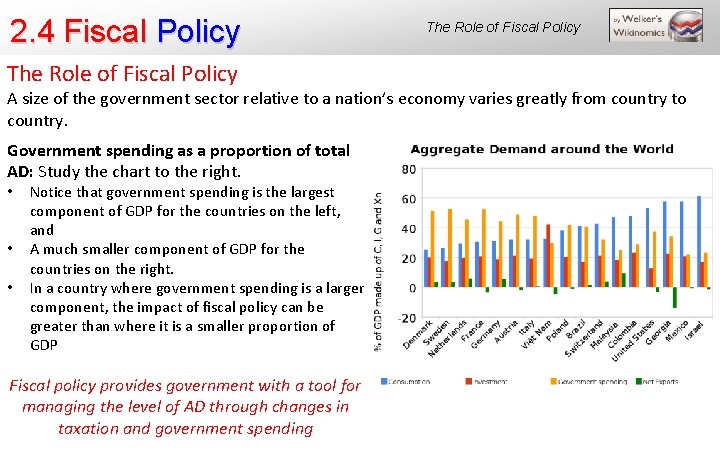 2. 4 Fiscal Policy The Role of Fiscal Policy A size of the government