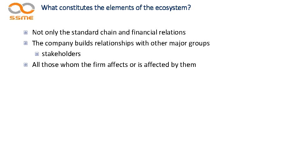 What constitutes the elements of the ecosystem? Not only the standard chain and financial