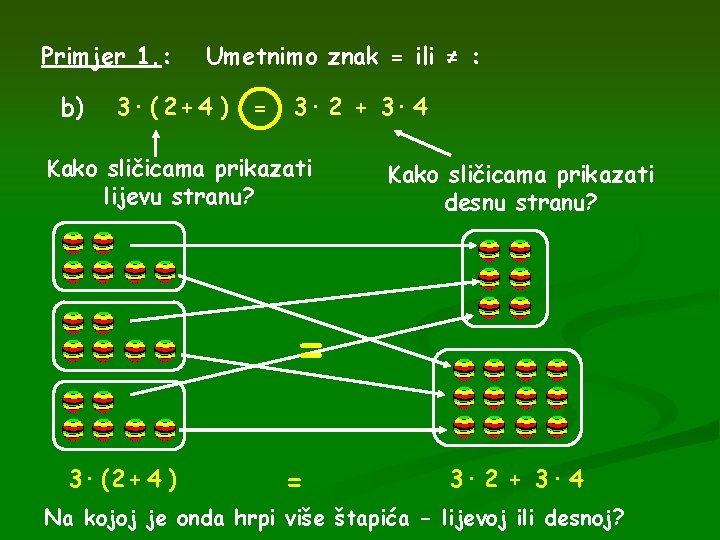 Primjer 1. : b) Umetnimo znak = ili ≠ : 3· ( 2 +