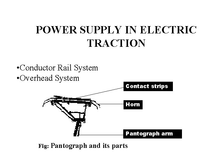 POWER SUPPLY IN ELECTRIC TRACTION • Conductor Rail System • Overhead System Contact strips