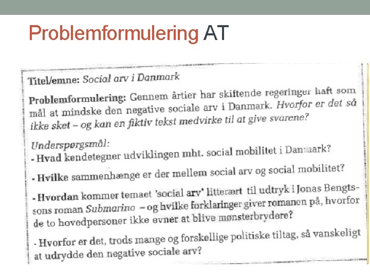 Problemformulering AT 