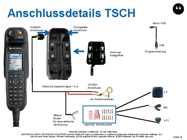 Anschlussdetails TSCH Micro USB Zubehör. Anschluss Funkgeräte. Anschluss USB Klammer Inbegriffen Motorola Zubehörkabel ~