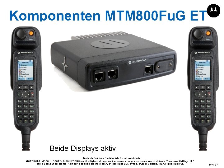 Komponenten MTM 800 Fu. G ET Beide Displays aktiv Motorola Solutions Confidential - Do
