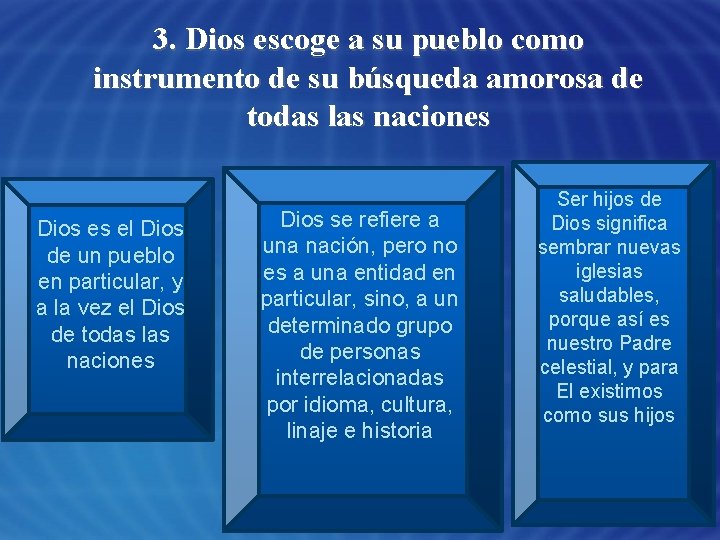 3. Dios escoge a su pueblo como instrumento de su búsqueda amorosa de todas