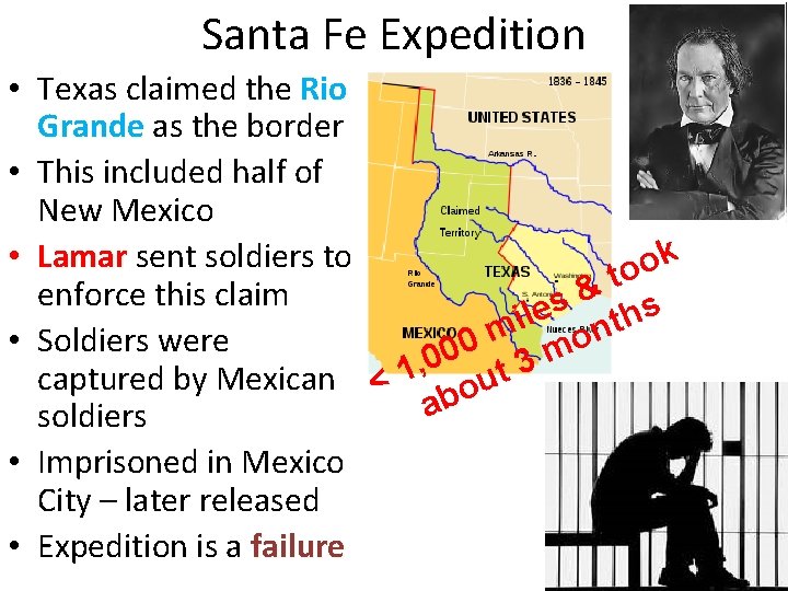 Santa Fe Expedition • Texas claimed the Rio Grande as the border • This