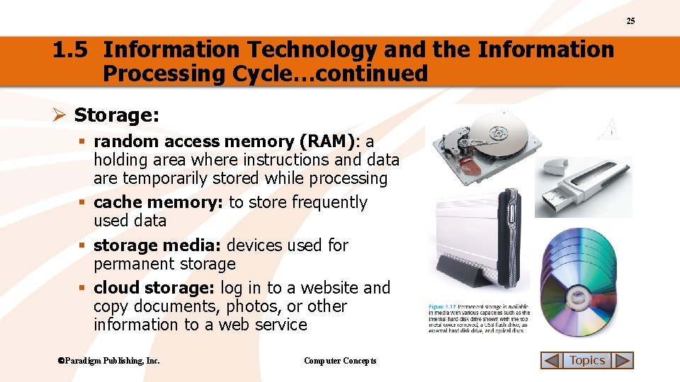 25 1. 5 Information Technology and the Information Processing Cycle…continued Ø Storage: § random