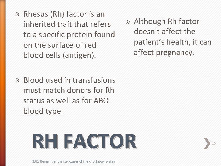 » Rhesus (Rh) factor is an inherited trait that refers to a specific protein