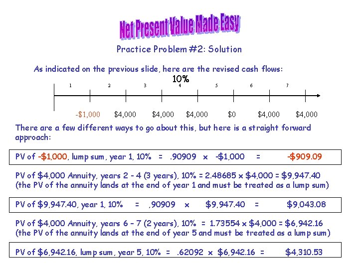 Practice Problem #2: Solution As indicated on the previous slide, here are the revised