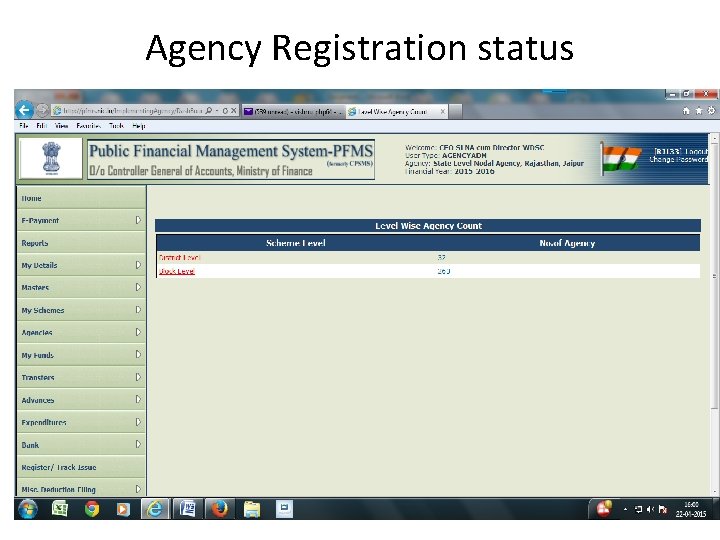 Agency Registration status 