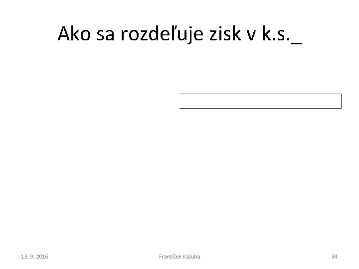 Ako sa rozdeľuje zisk v k. s. _ 13. 9. 2016 František Kašuba 34 Ako sa rozdeľuje zisk v k. s. _ 13. 9. 2016 František Kašuba 34