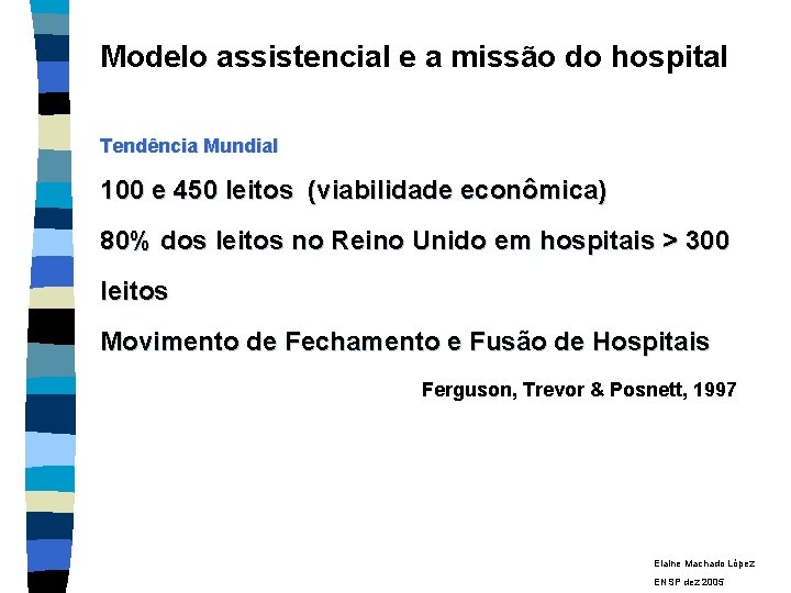 Modelo assistencial e a missão do hospital Tendência Mundial 100 e 450 leitos (viabilidade