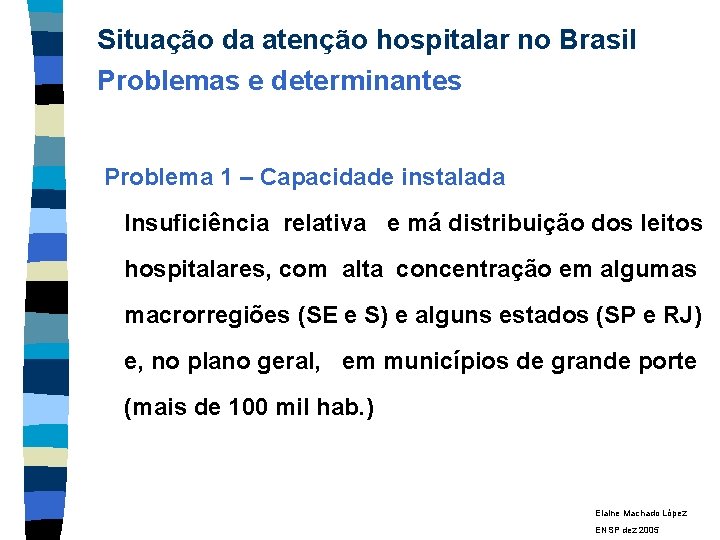 Situação da atenção hospitalar no Brasil Problemas e determinantes Problema 1 – Capacidade instalada