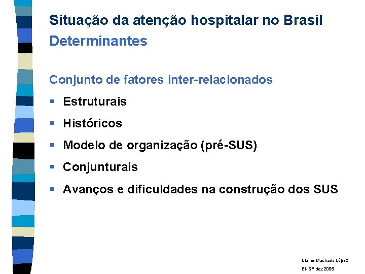 Situação da atenção hospitalar no Brasil Determinantes Conjunto de fatores inter-relacionados § Estruturais §