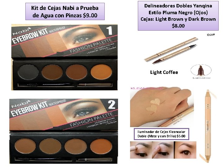 Kit de Cejas Nabi a Prueba de Agua con Pinzas $9. 00 Delineadores Dobles