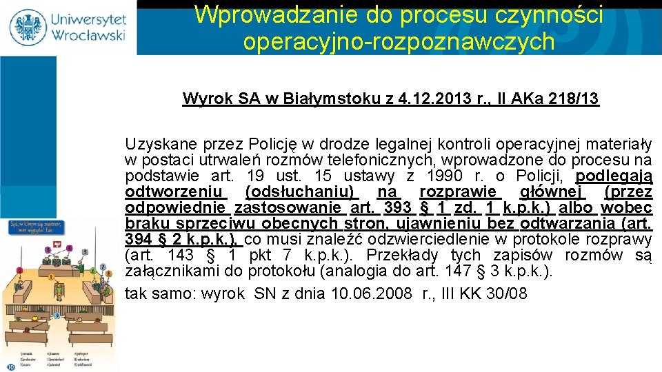 Wprowadzanie do procesu czynności operacyjno-rozpoznawczych Wyrok SA w Białymstoku z 4. 12. 2013 r.