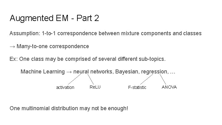 Augmented EM - Part 2 Assumption: 1 -to-1 correspondence between mixture components and classes