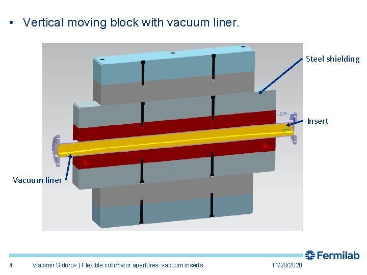  • Vertical moving block with vacuum liner. Steel shielding Insert Vacuum liner 4