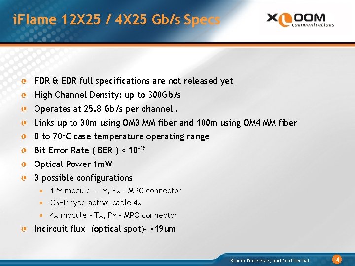 i. Flame 12 X 25 / 4 X 25 Gb/s Specs FDR & EDR