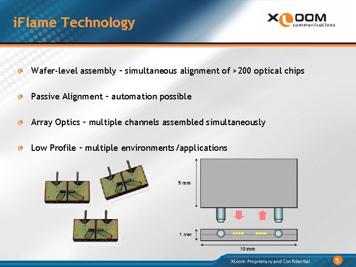 i. Flame Technology Wafer-level assembly – simultaneous alignment of >200 optical chips Passive Alignment
