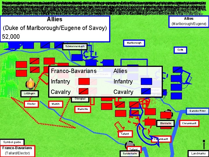 Tallard deploys army on the Elector onwith the left; both nearly equal in the