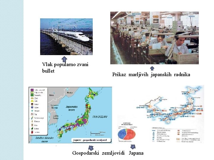 Vlak popularno zvani bullet Prikaz marljivih japanskih radnika Gospodarski zemljovidi Japana 