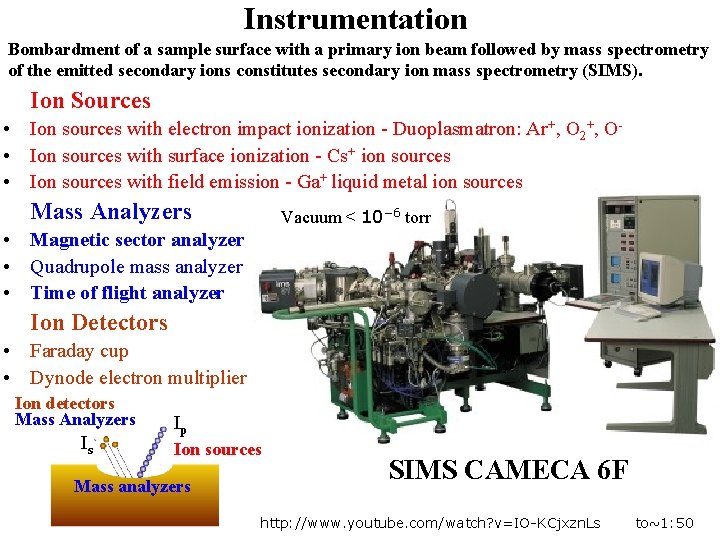 Instrumentation Bombardment of a sample surface with a primary ion beam followed by mass