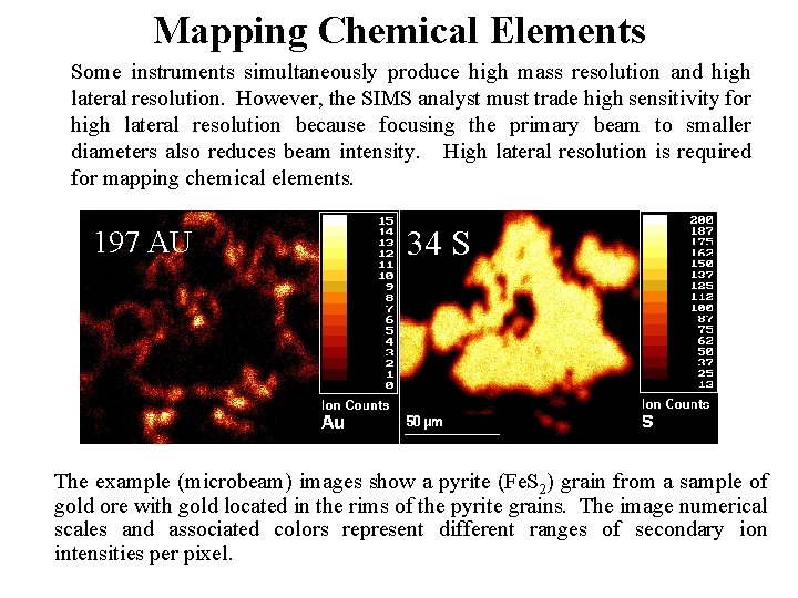 Mapping Chemical Elements Some instruments simultaneously produce high mass resolution and high lateral resolution.