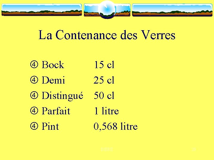 La Contenance des Verres Bock Demi Distingué Parfait Pint 15 cl 25 cl 50