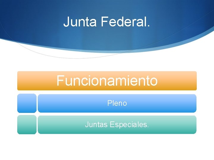 Junta Federal. Funcionamiento Pleno Juntas Especiales. 