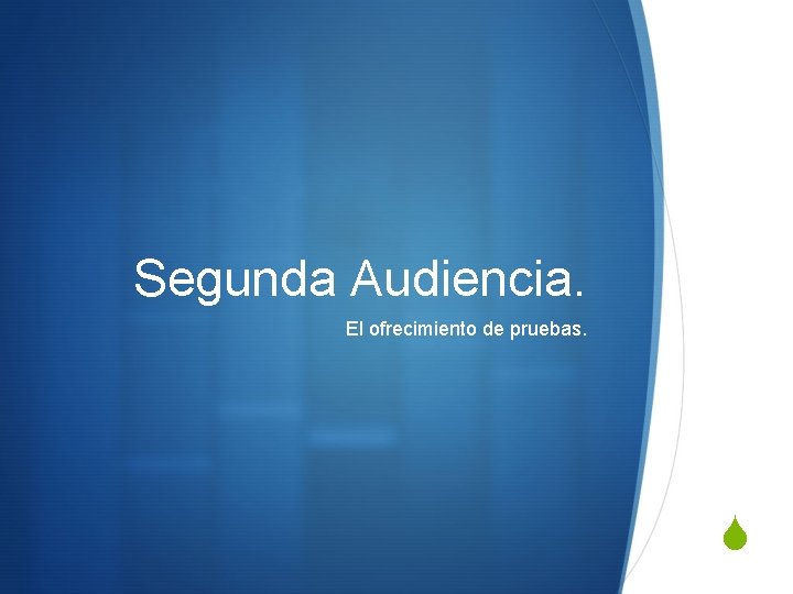 Segunda Audiencia. El ofrecimiento de pruebas. S 